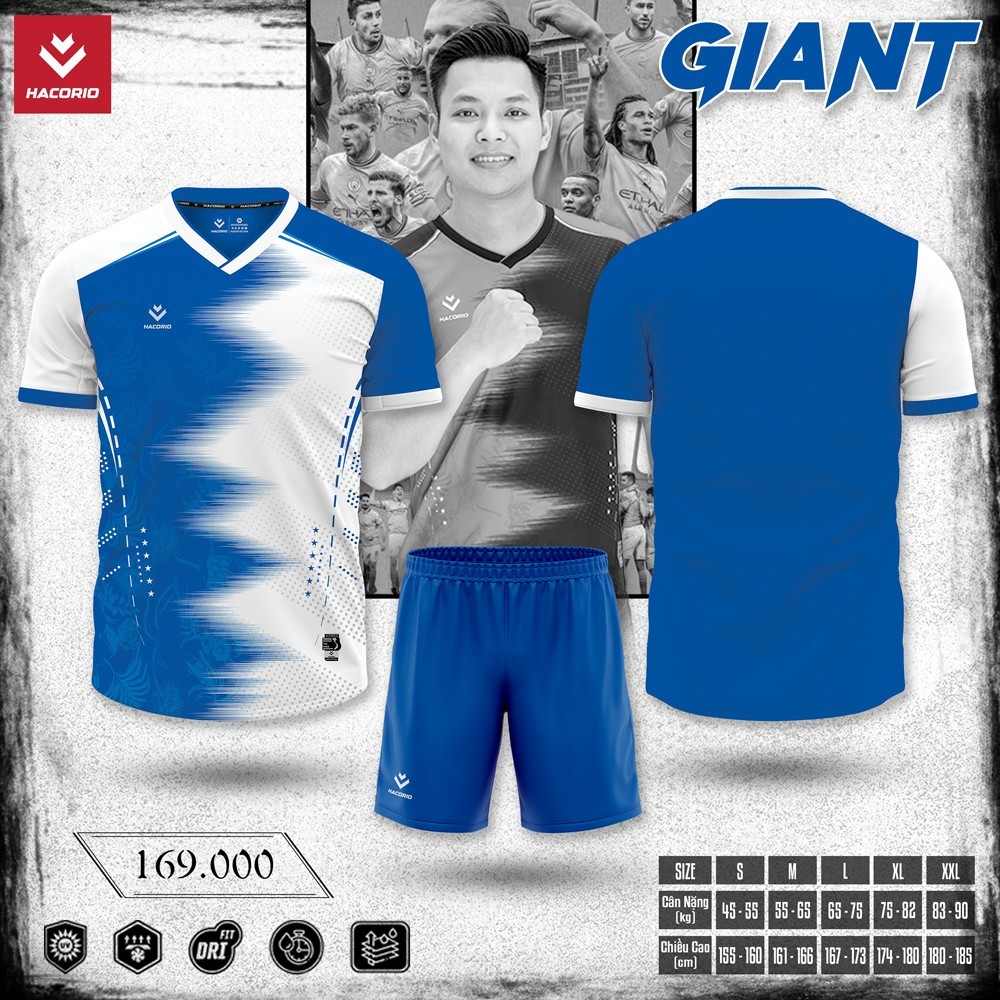 Áo thể thao không logo RIO-03 màu xanh dương trắng thiết kế zigzag năng động