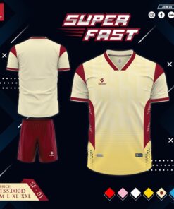 Áo Thể Thao SUPER FAST – SF 01 Tông Kem Sữa Đỏ Đô