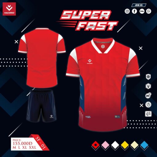 Áo Thể Thao SUPER FAST – SF 01 Tông Kem Sữa Đỏ Đô - Ảnh 2