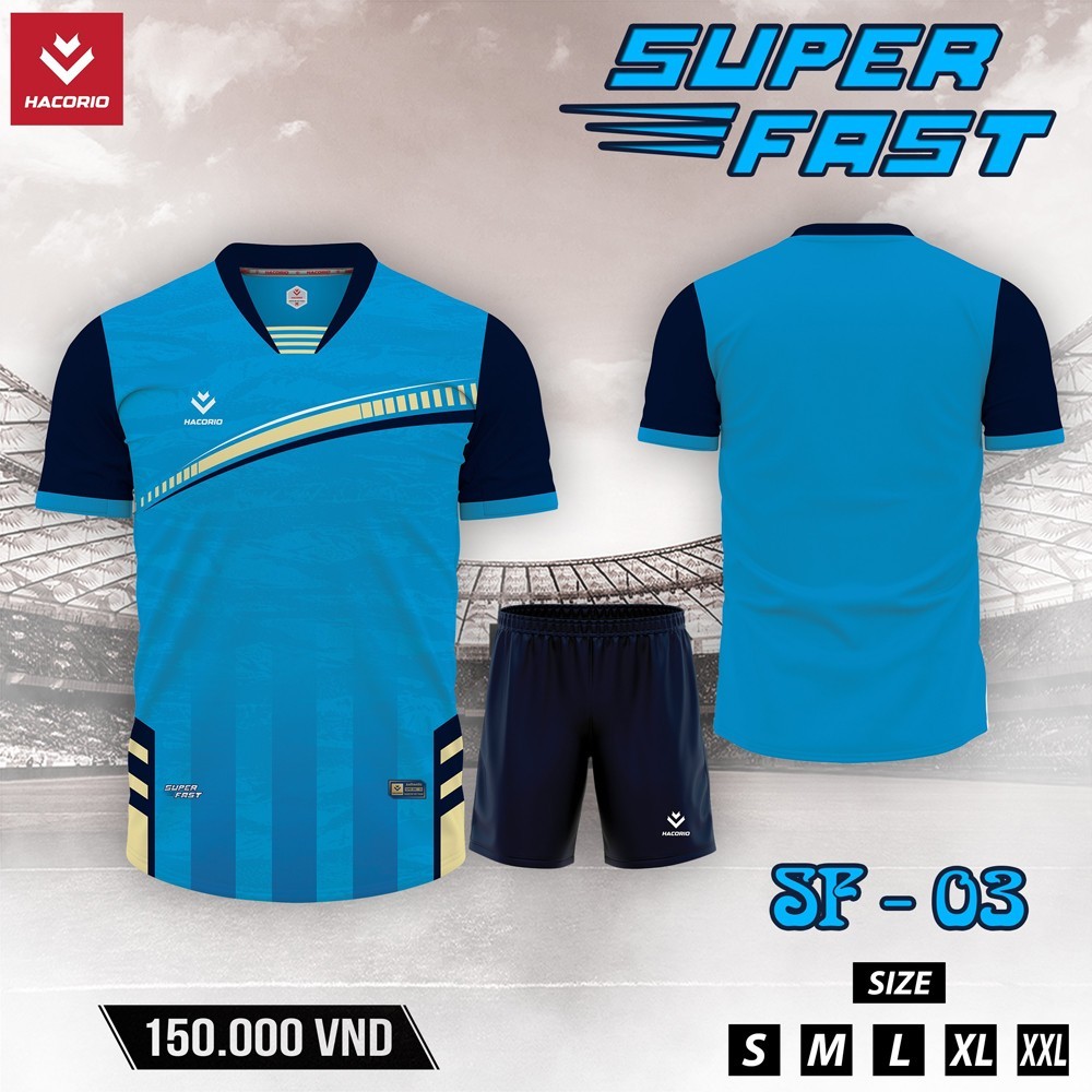 Bộ đồ thể thao Super Fast SF-03 màu xanh dương, thiết kế năng động vượt trội