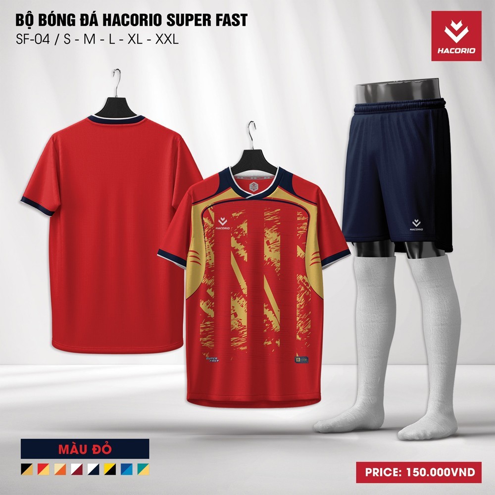 Bộ Bóng Đá Hacorio Super Fast Màu Đỏ Năng Động - Thiết kế mạnh mẽ, chất thể thao cao cấp