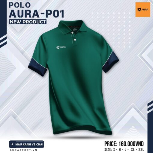 Áo Polo AURA-P01 Màu Trắng Cổ Navy - Lịch Lãm & Thể Thao - Ảnh 2