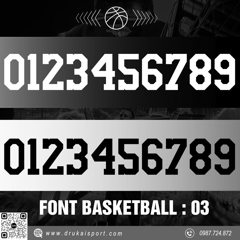 Font số bóng rổ đen trắng chuyên dụng - Font Basketball 03