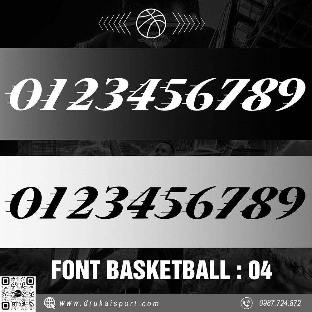 Font chữ thể thao Basketball 04 màu đen trắng xám sáng tạo độc đáo