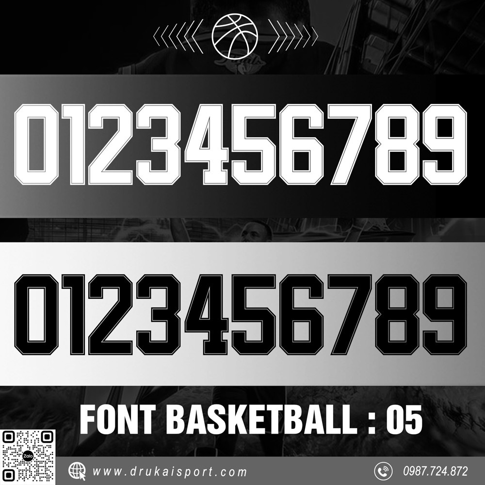 Font Basketball 05 - Trắng viền đen và Đen viền trắng