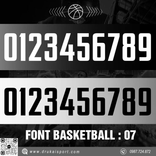 Font Số Thể Thao Basketball 07 – Tông Màu Đen Trắng Xám Chuyên Nghiệp