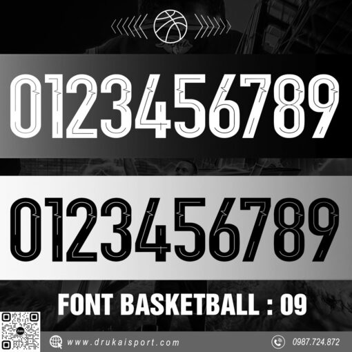 Font số thể thao BASKETBALL 09 - Đen trắng mạnh mẽ