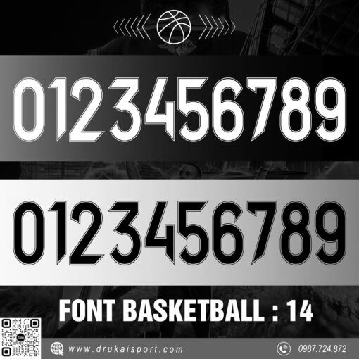 Font Basketball: 14 - Bộ font số thể thao đen trắng chuyên nghiệp