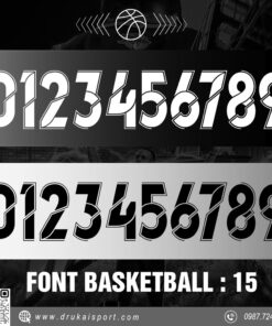 Font số áo thể thao Basketball: 15 - Màu Đen Trắng Xám nổi bật