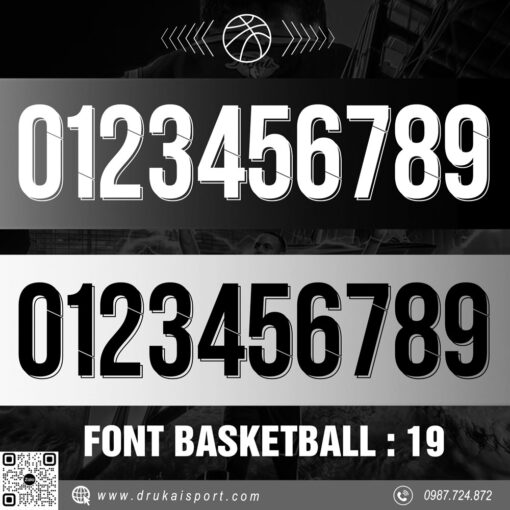 Font Số Bóng Rổ Trắng Đen Xám – Mẫu Font Basketball: 19 Nổi Bật