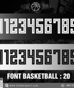Font Số Bóng Rổ 20 – Tone Đen Trắng Xám Mạnh Mẽ, Chuyên Nghiệp