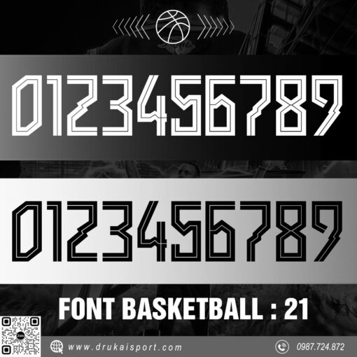 Font số thể thao trắng đen - Font Basketball 21