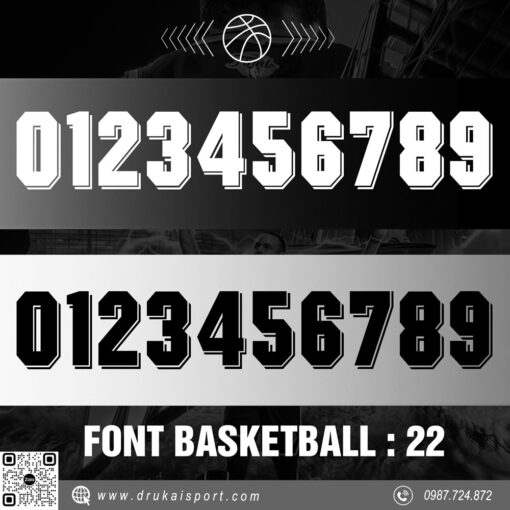 Font Basketball 22 - Đen Trắng Xám Nổi Bật