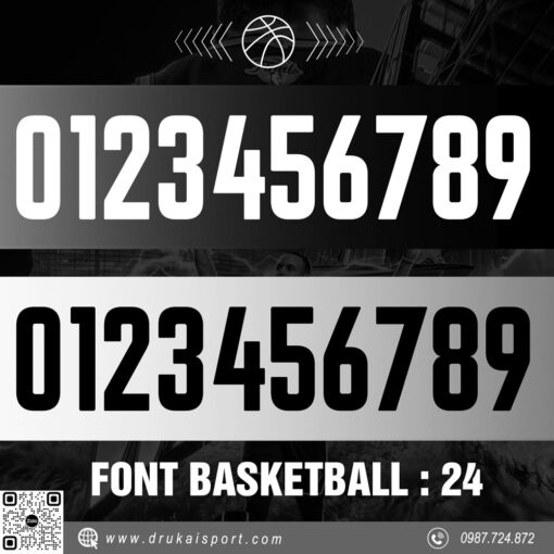 Font số bóng rổ phong cách mạnh mẽ đen trắng – Basketball Font 24