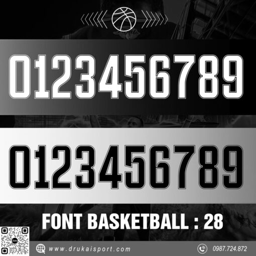 FONT SỐ THỂ THAO BASKETBALL 28 - TONE ĐEN TRẮNG NỔI BẬT