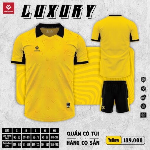 Bộ Thể Thao HACORIO-04 Màu Vàng Luxury, Co Giãn Cao Cấp
