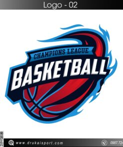 Logo Champions League Basketball phối màu Đỏ Xanh Năng Động