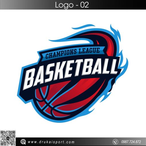 Logo Champions League Basketball phối màu Đỏ Xanh Năng Động