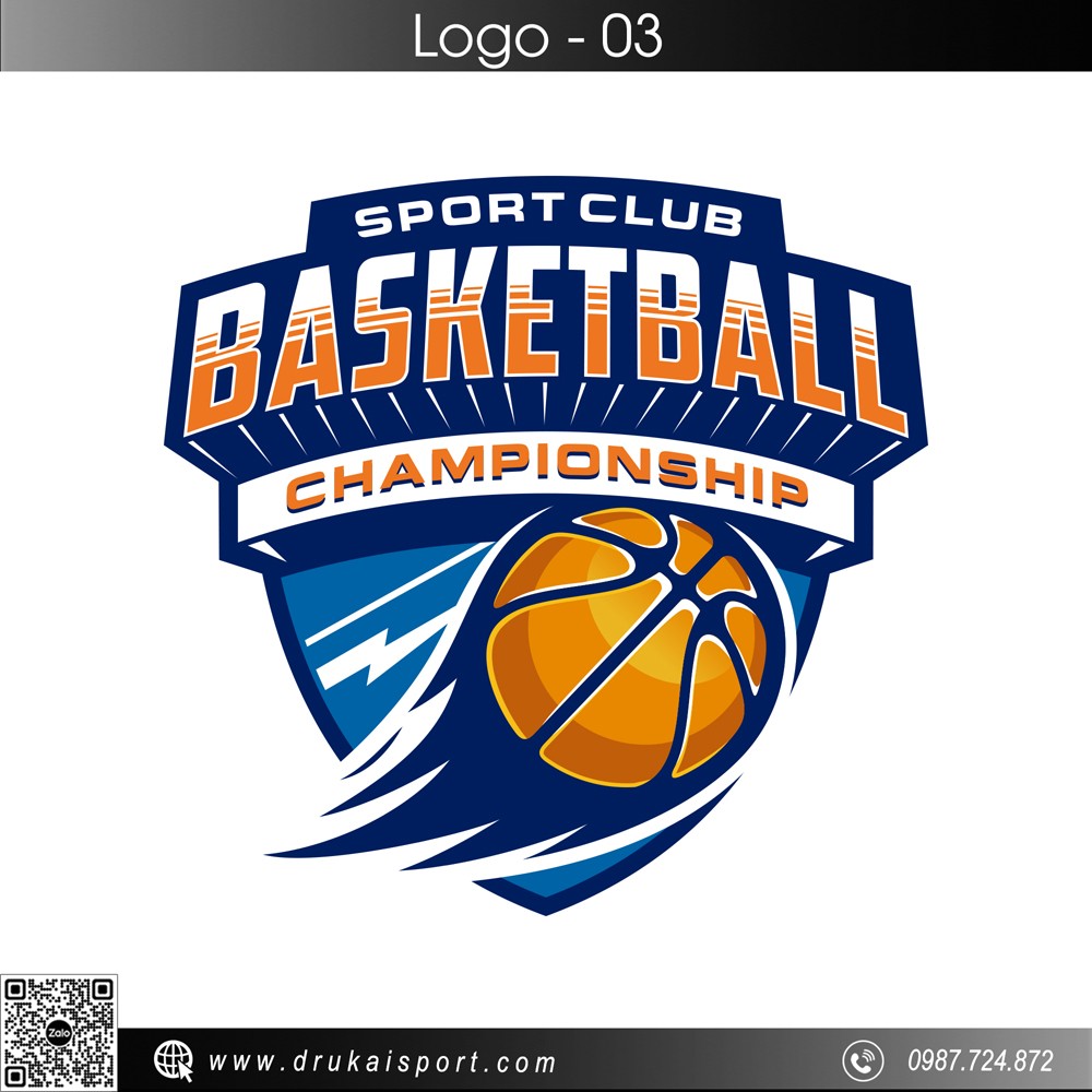 Logo Basketball Championship tông xanh navy cam