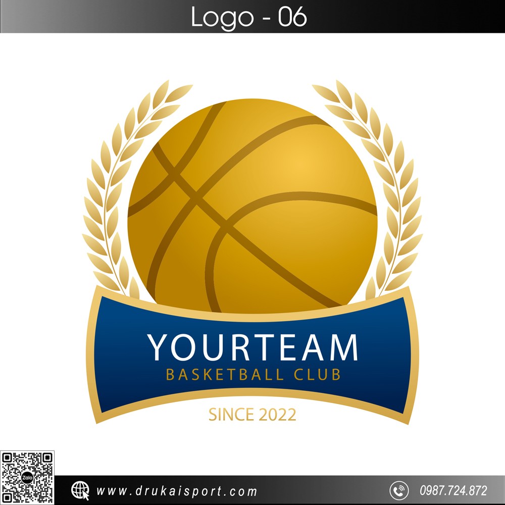 Logo YOURTEAM Basketball Club vàng xanh hiện đại