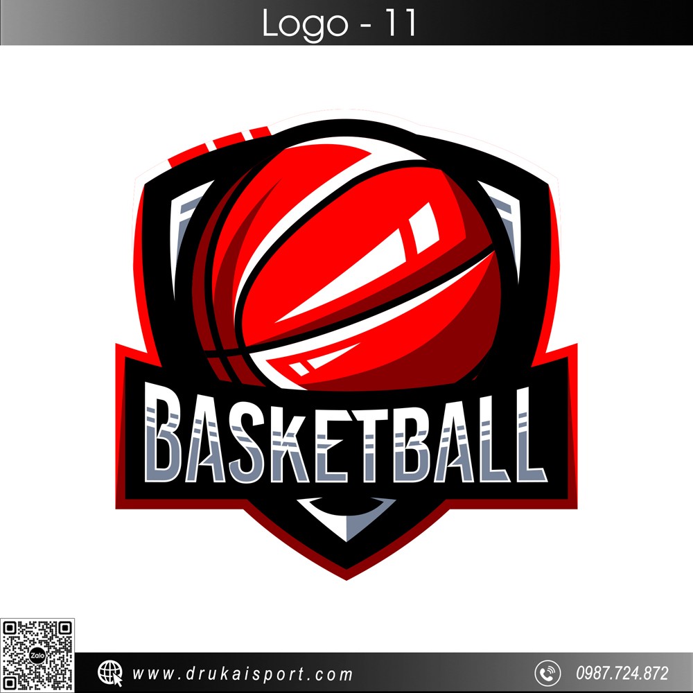 Logo bóng rổ đỏ đen - Mã 11 với thiết kế năng động chuyên nghiệp