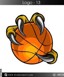Logo 13 – Biểu Tượng Bóng Rổ Vuốt Móng Vàng Trên Nền Cam Năng Động