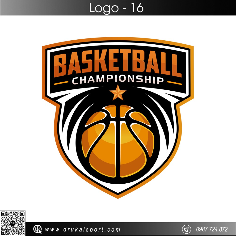 Logo Giải Bóng Rổ Màu Cam Đen Trắng Năng Động