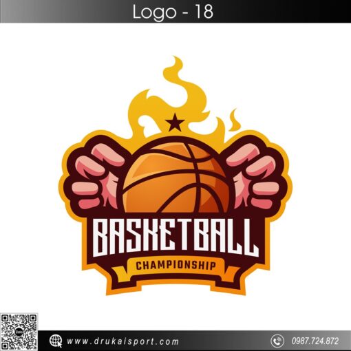 Logo Bóng Rổ Năng Động Màu Cam – Basketball Flame