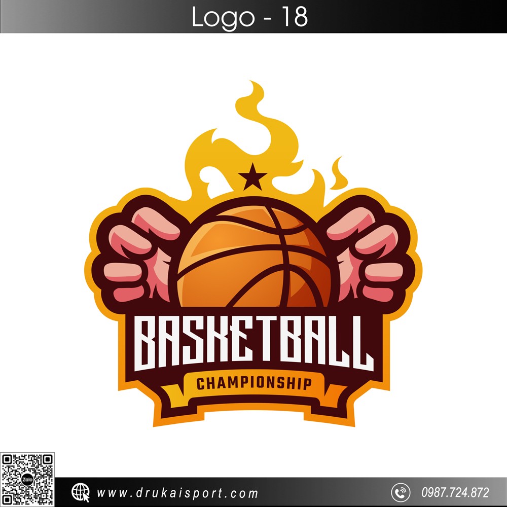 Logo Bóng Rổ Năng Động Màu Cam – Basketball Flame