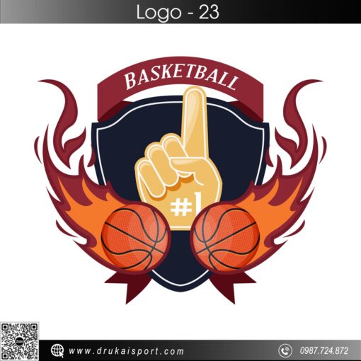 Logo Bóng Rổ #23 - Nhiệt Huyết Đỏ Cam Đầy Sức Sống
