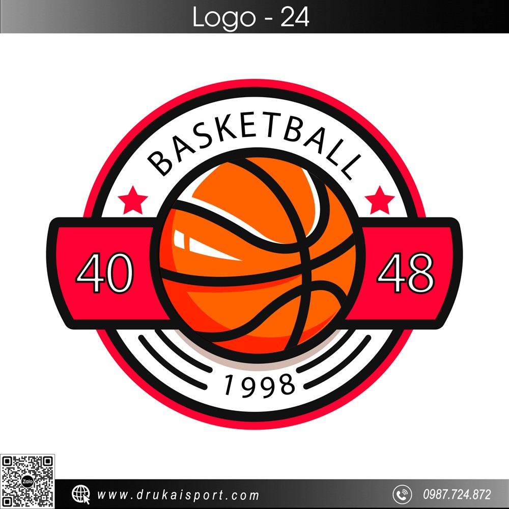 Logo bóng rổ cam đậm - thiết kế vector sắc nét ứng dụng thể thao