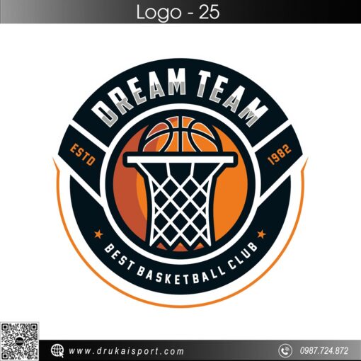 Dream Team - Logo Bóng Rổ Màu Cam Năng Động