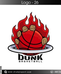 Logo Dunk Basketball Đỏ Năng Động - Biểu Tượng Đam Mê Cháy Bỏng