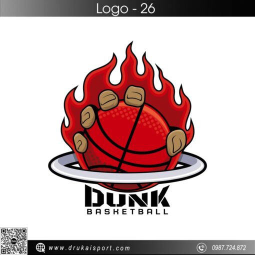 Logo Dunk Basketball Đỏ Năng Động - Biểu Tượng Đam Mê Cháy Bỏng