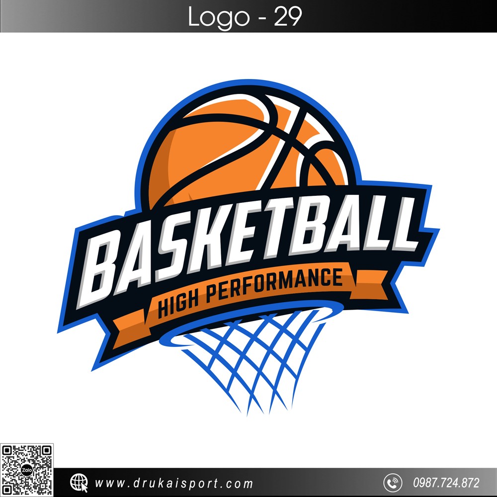 Logo bóng rổ màu cam xanh – Thiết kế nổi bật và dễ nhận diện