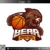 Logo Bear Basketball - Sắc Nâu Mạnh Mẽ & Năng Lượng Cam Vàng