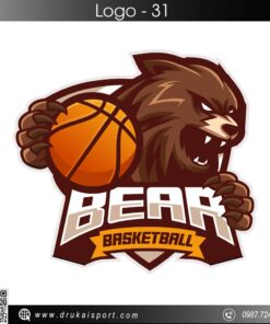 Logo Bear Basketball - Sắc Nâu Mạnh Mẽ & Năng Lượng Cam Vàng