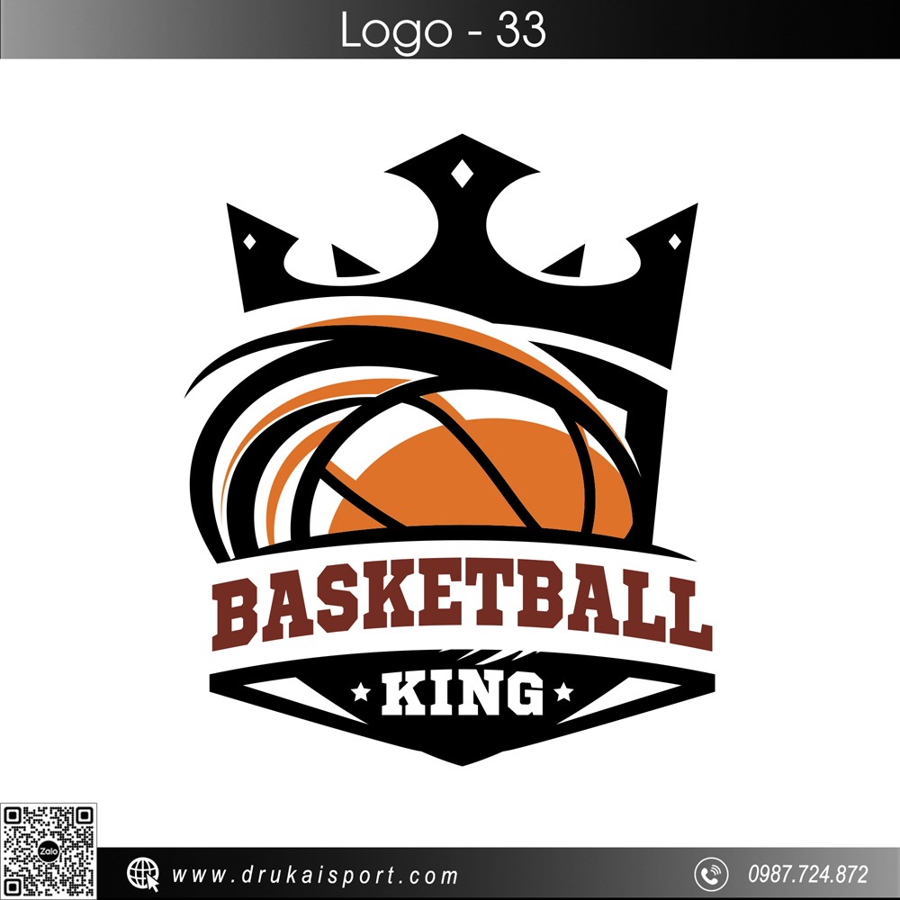Logo BASKETBALL KING - Thiết kế biểu tượng bóng rổ kết hợp vương miện mạnh mẽ, sắc nét và dễ nhận diện