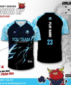 Áo Bóng Rổ Warm Up - Đen Lightning Xanh Dương