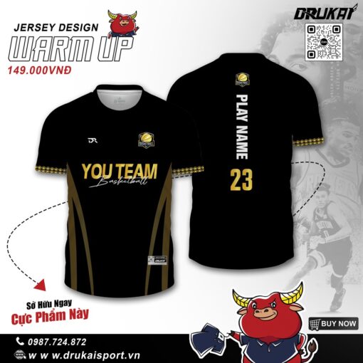 Áo Jersey Bóng Rổ Warm Up - Đen Vàng Mạnh Mẽ Cá Tính