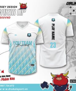 Áo Jersey Warm Up Màu Trắng Xanh Ngọc – Mẫu 09