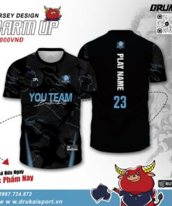 Áo Thể Thao Nam WARM UP Đen – Điểm Nhấn Xanh Neon Năng Động
