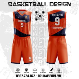 Đồng phục bóng rổ - Mẫu 13 cam navy năng động và chuyên nghiệp