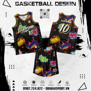 Áo Bóng Rổ Graffiti Màu Đen - Mã 134