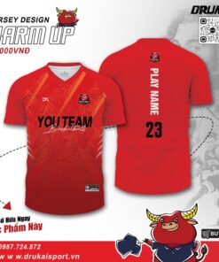 Áo Bóng Rổ Warm Up Màu Đỏ - Drukai Sport