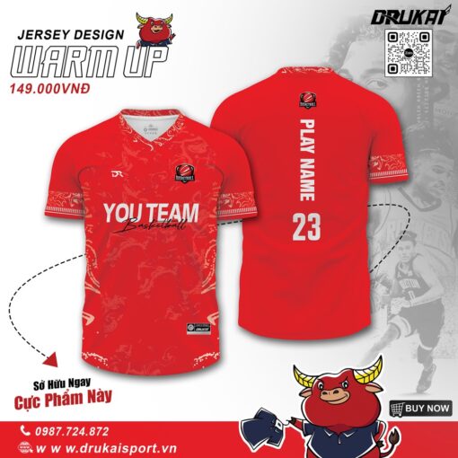 Áo Thun Thi Đấu Jersey Warm Up Màu Đỏ - Mẫu 15