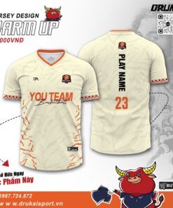 Áo Jersey Trắng Kem Họa Tiết Cam Nổi Bật - Mẫu 16