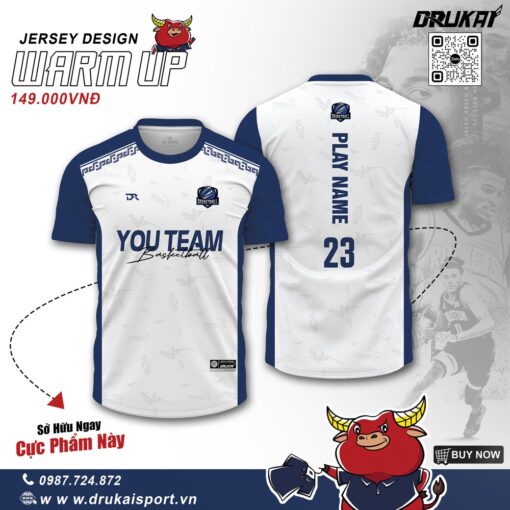 Áo Jersey Thể Thao Nam Nữ - Màu Trắng Xanh Navy Mẫu 17