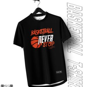 Áo Thun Thể Thao Đen Basketball Never Stop - Màu Đen Cá Tính