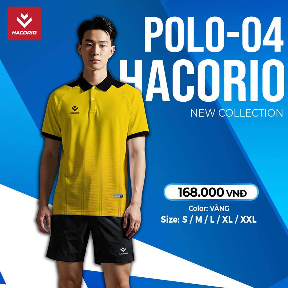 Áo Polo HACORIO POLO-04 màu vàng tươi phối đen